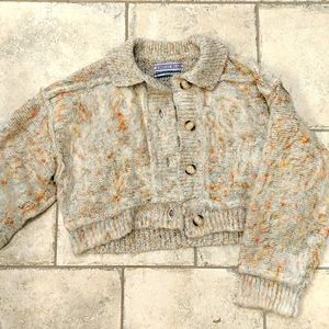 Kimchi Blue Fuzzy Cropped Button Up Bomber Sweater